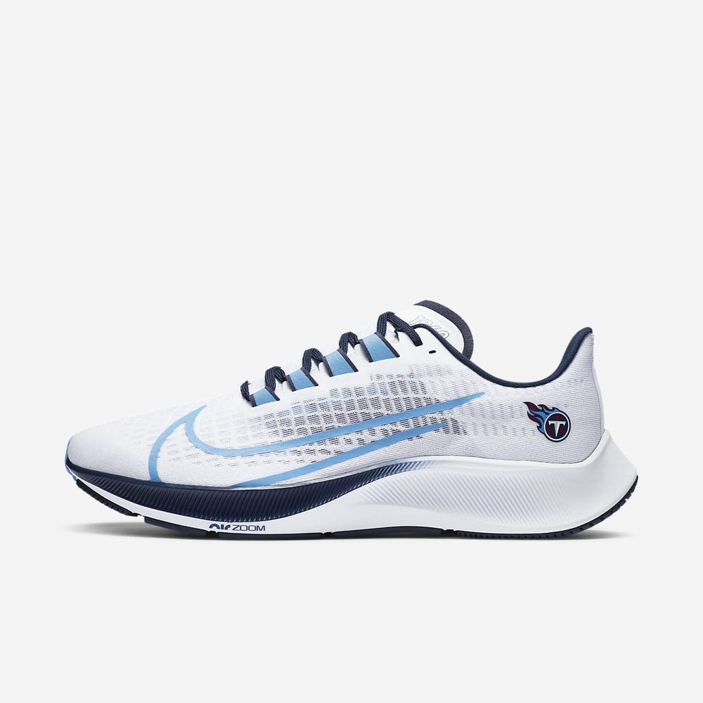 Chaussure De Running Nike Air Zoom Pegasus 37 (Tennessee Titans) Blanche 5879-340 White/Pure Platinum/College Navy/Coast Homme | DQW-20104220